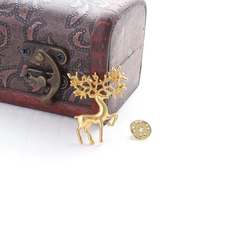 Винтажные золотые броши в форме лося булавка животное на удачу модная брошь для