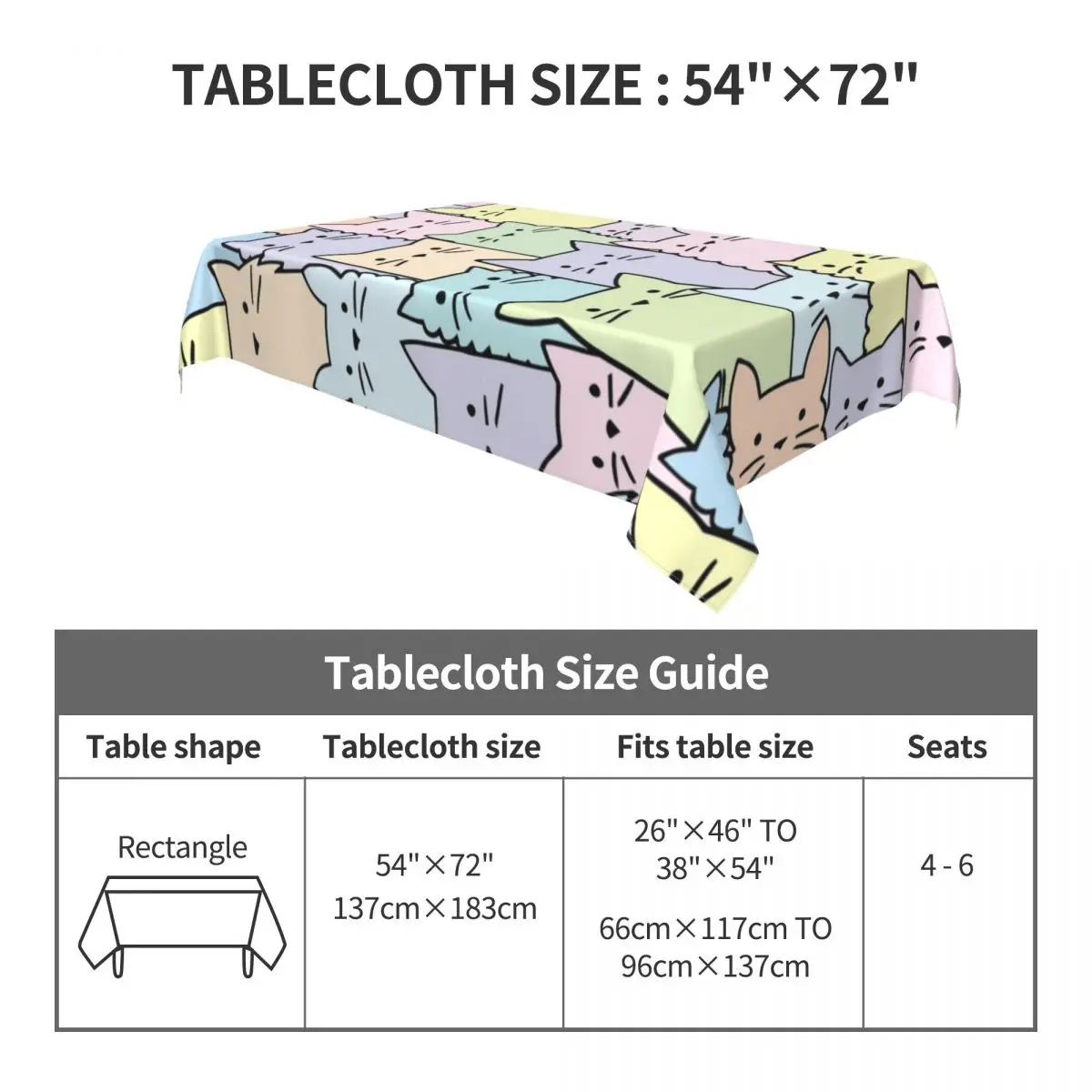 Бесшумная скатерть с рисунком кошек водонепроницаемая домашнее украшение