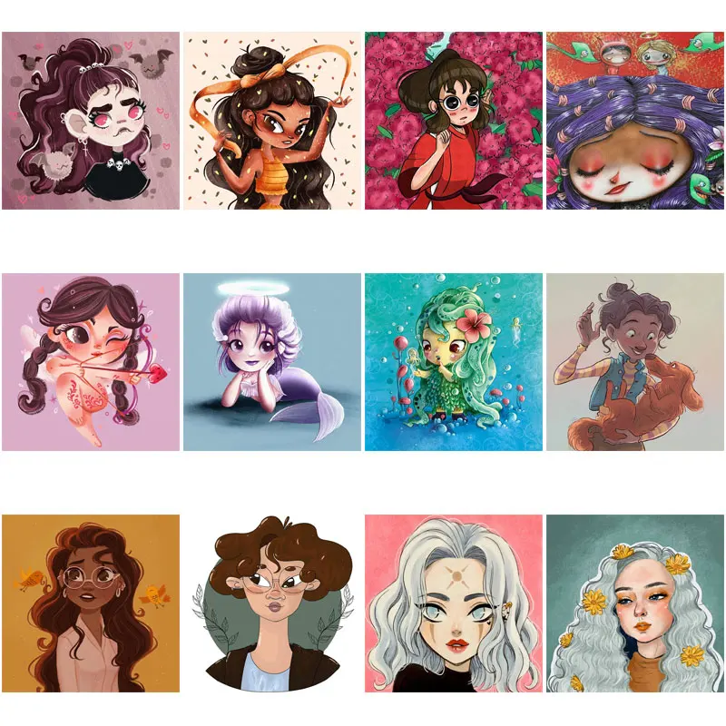 

5D Diy Diamond Painting Cartoon Mermaid Little Girl Square Round Rhinestone Diamond Embroidered Mosaic Home Decoration Painting
