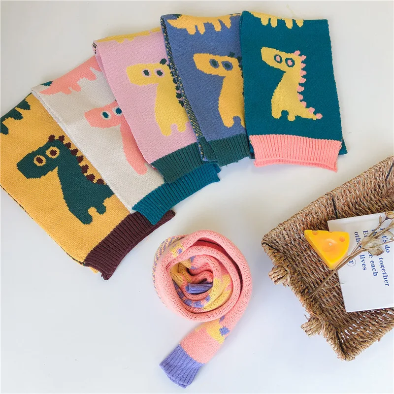 Новый детский шарф с мультипликационным динозавром для мальчиков и девочек