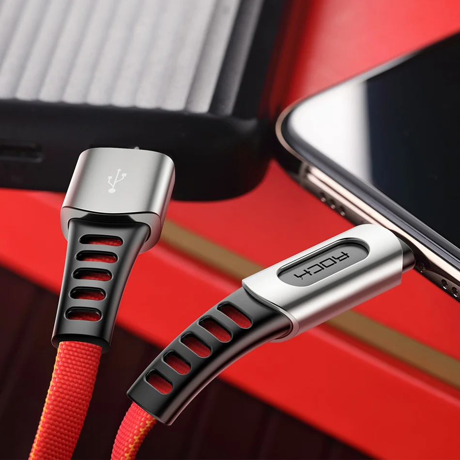 ROCK usb type C кабель 2.1A Быстрая зарядка и синхронизация данных шнур из цинкового сплава type-C телефонный кабель для samsung S10 Oneplus 7 Pro USB C провод