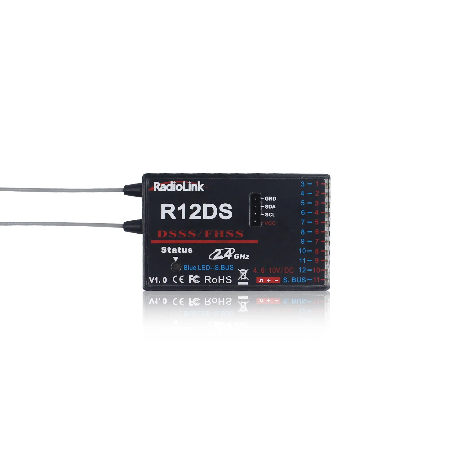 RadioLink R12DS 12CH 12 канальный приемник 2 4 ГГц для AT10 передатчик летательный аппарат