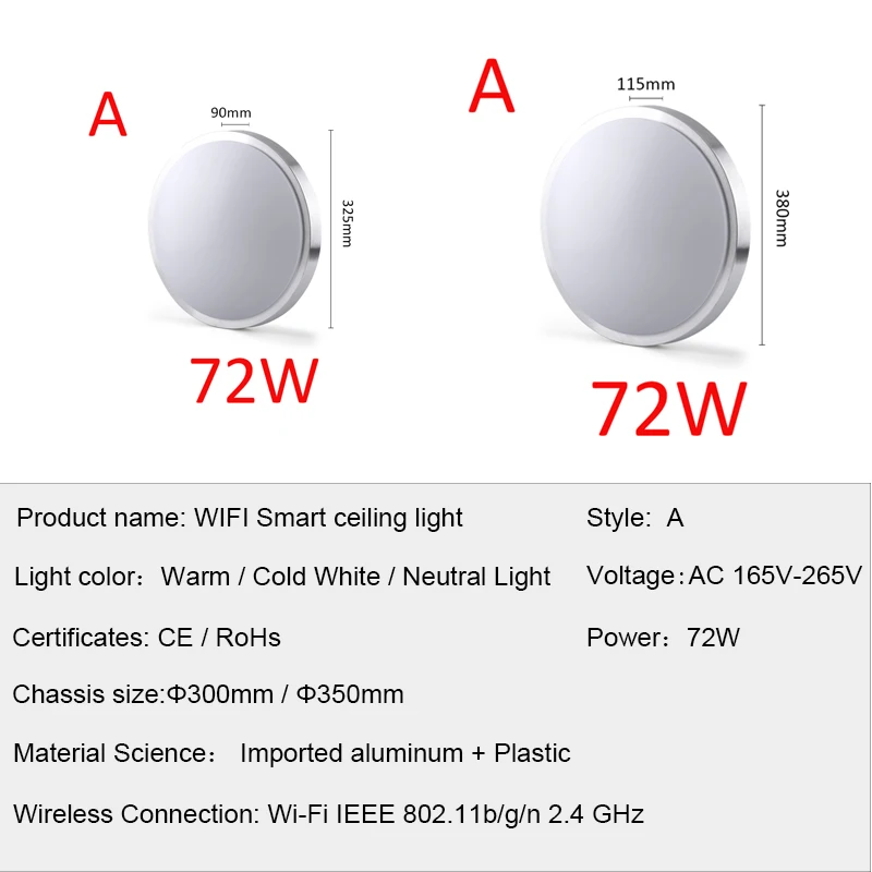 Smart LED светильник Современный интеллигентая (ый) крытый ing 72W фары для Wi-Fi/APP