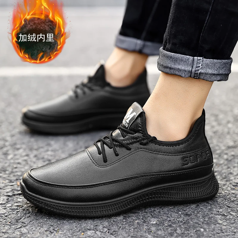 Сезон осень-зима; популярная кожаная обувь для мужчин; zapatos hombre; кроссовки; повседневная обувь; обувь из натуральной кожи; Мужская обувь; piergitar - Цвет: Y57 black