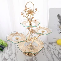 new light luxury style creative family living room hotel tea table crystal fruit plate multilayer european fruit plate wholesale