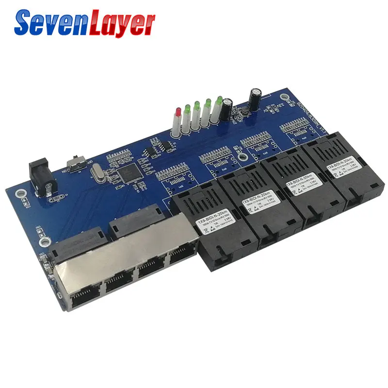 only the PCBA Коммутатор эфирной сети 4 RJ45 4 SC оптический медиа конвертер одномодовый волоконно-оптический Порты и разъёмы 10/100 м PCBA - Цвет: only the PCBA