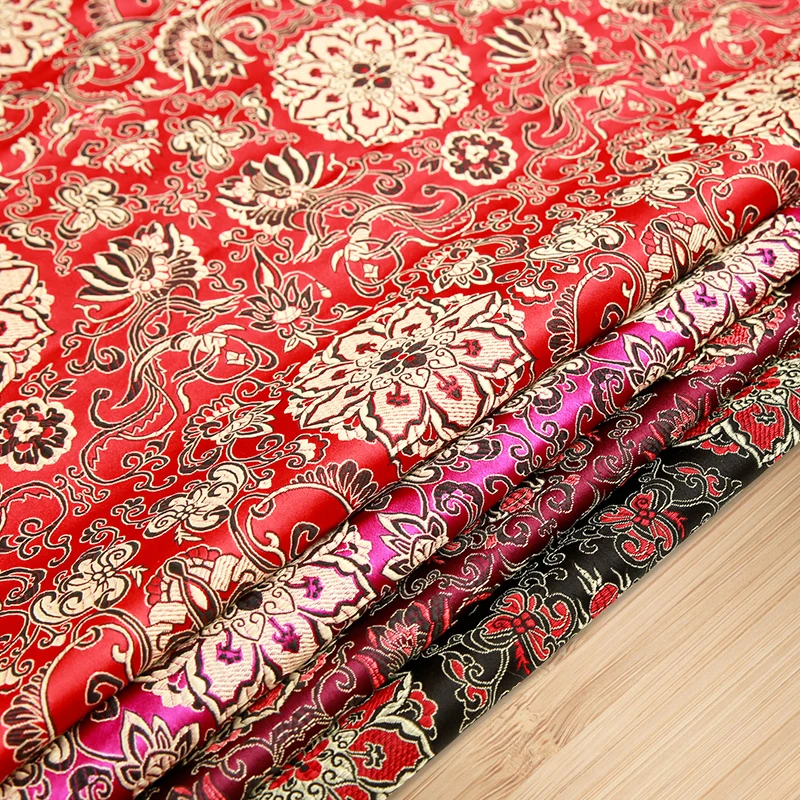 

50*75cm Brocade Flower Silk Sewing Fabric Cloth for Dress DIY Needlework Handmade Material Fabric