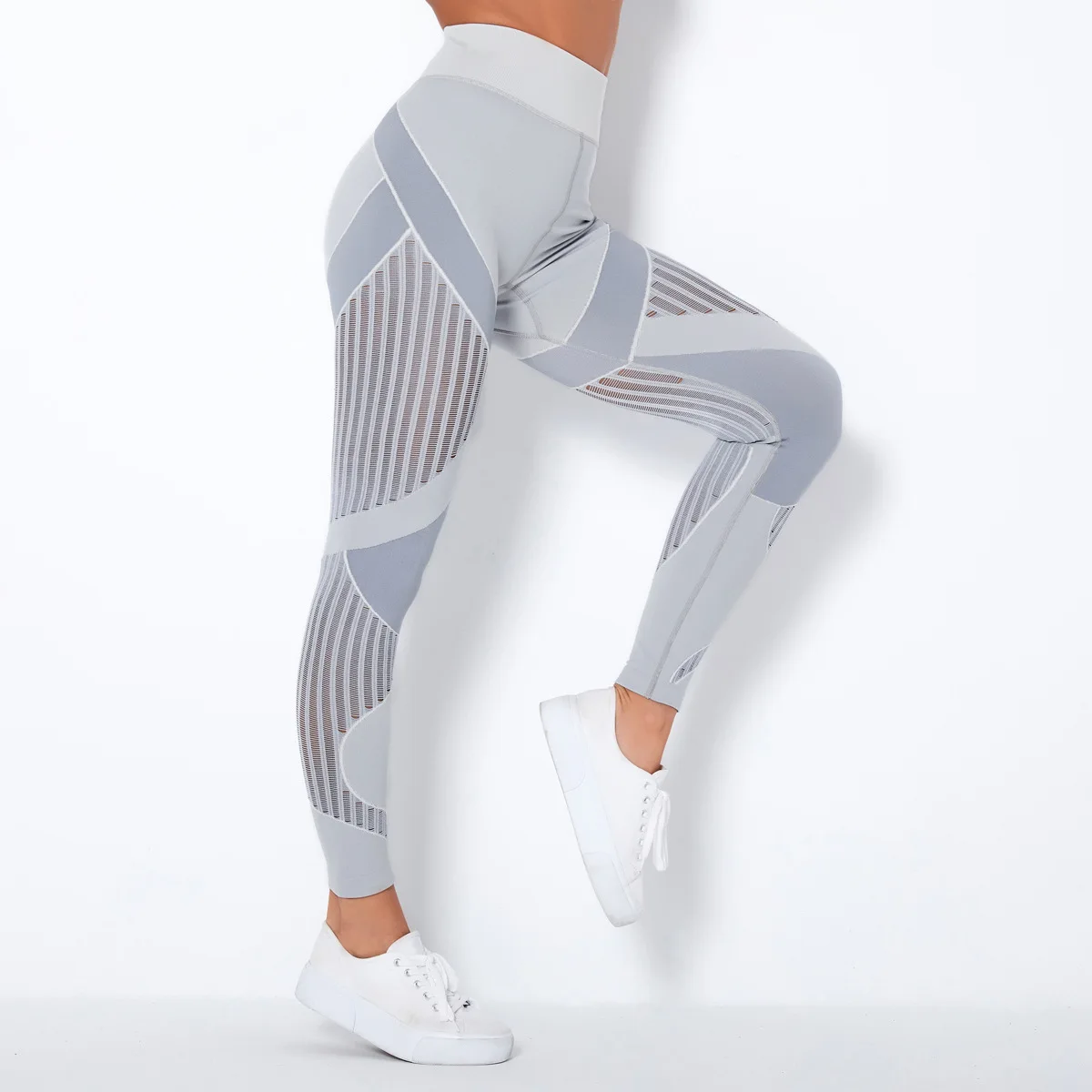 

High Waist Seamless Ladies Yoga Leggings Knitted Quick-Drying Hollow Yoga Fitness Pants Hips Tight Sports Workout Femme Gym Wear