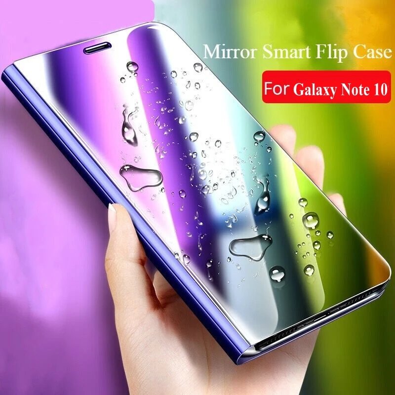 Умный чехол для Samsung Galaxy Note 10 Plus зеркальный прозрачный из искусственной кожи с