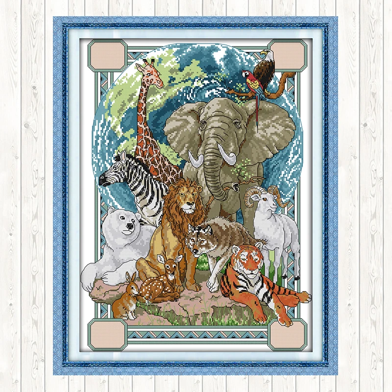 Вышивка в виде животных Joy Sunday сделай сам вышивка крестиком пакет стежка 14ct 11ct