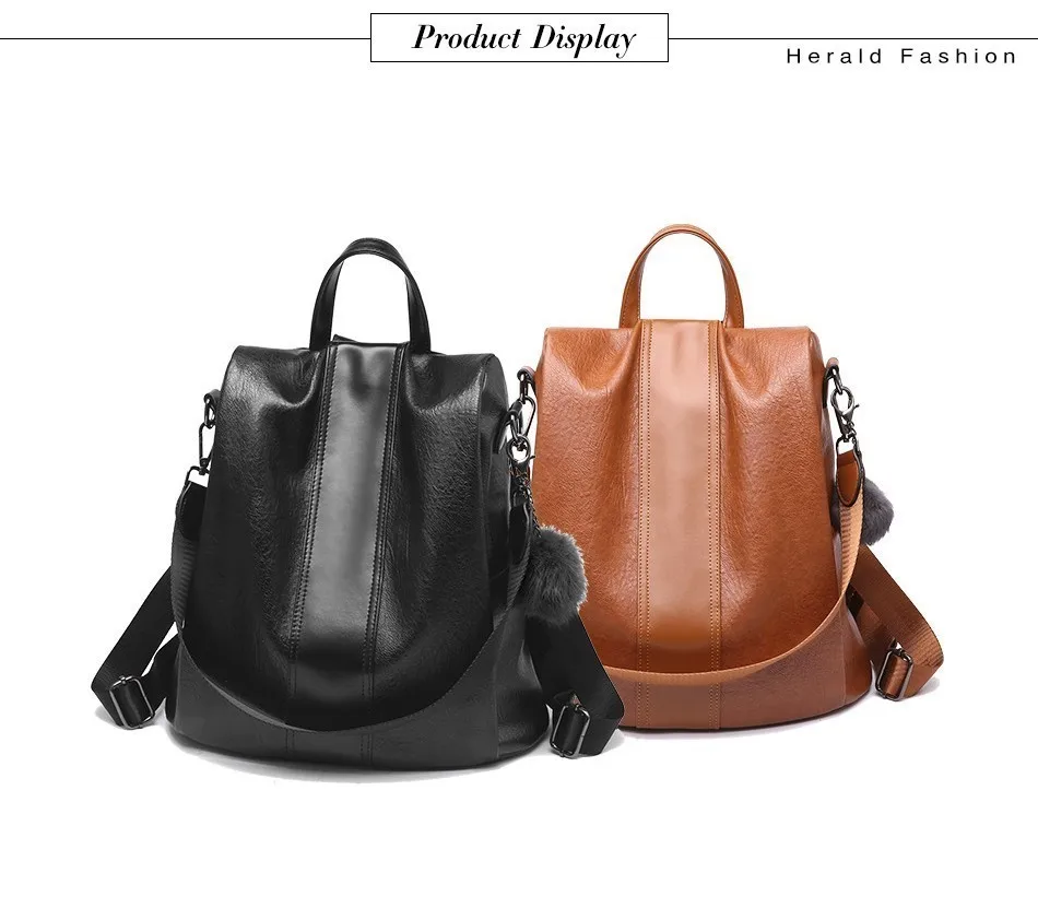 Mochila femenina anti robo clasica de cuero PU color sólido mochila canta moda bolso hombro|Женские рюкзаки| |