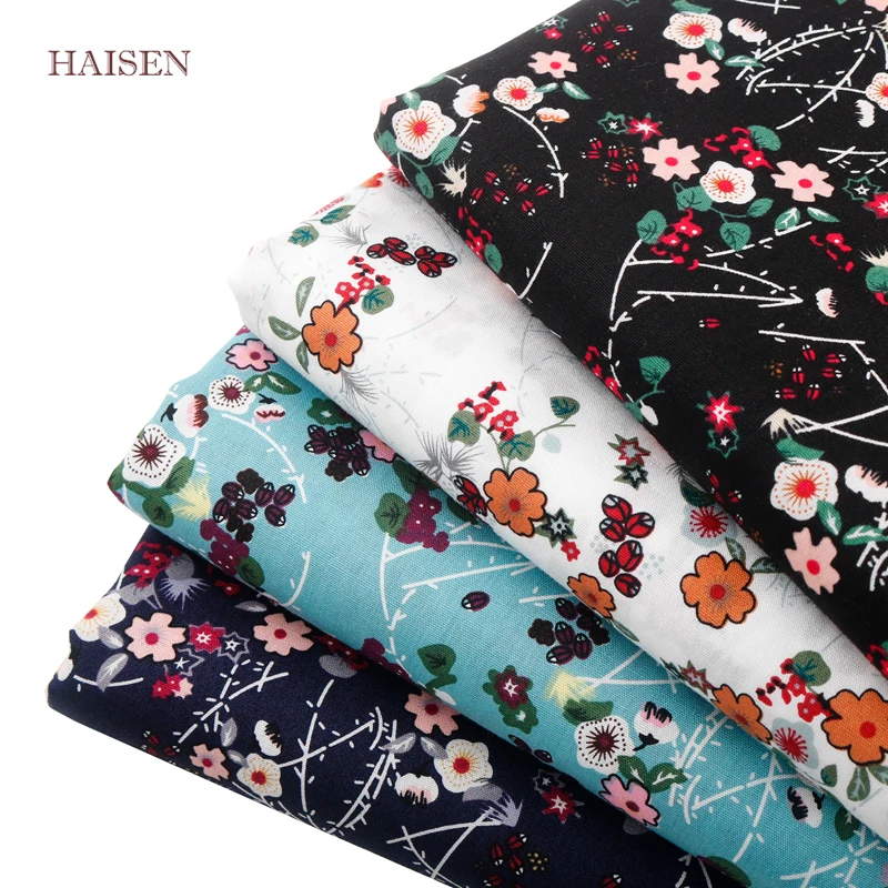 Haisen однотонная Поплиновая хлопчатобумажная ткань с цветочным принтом сделай сам