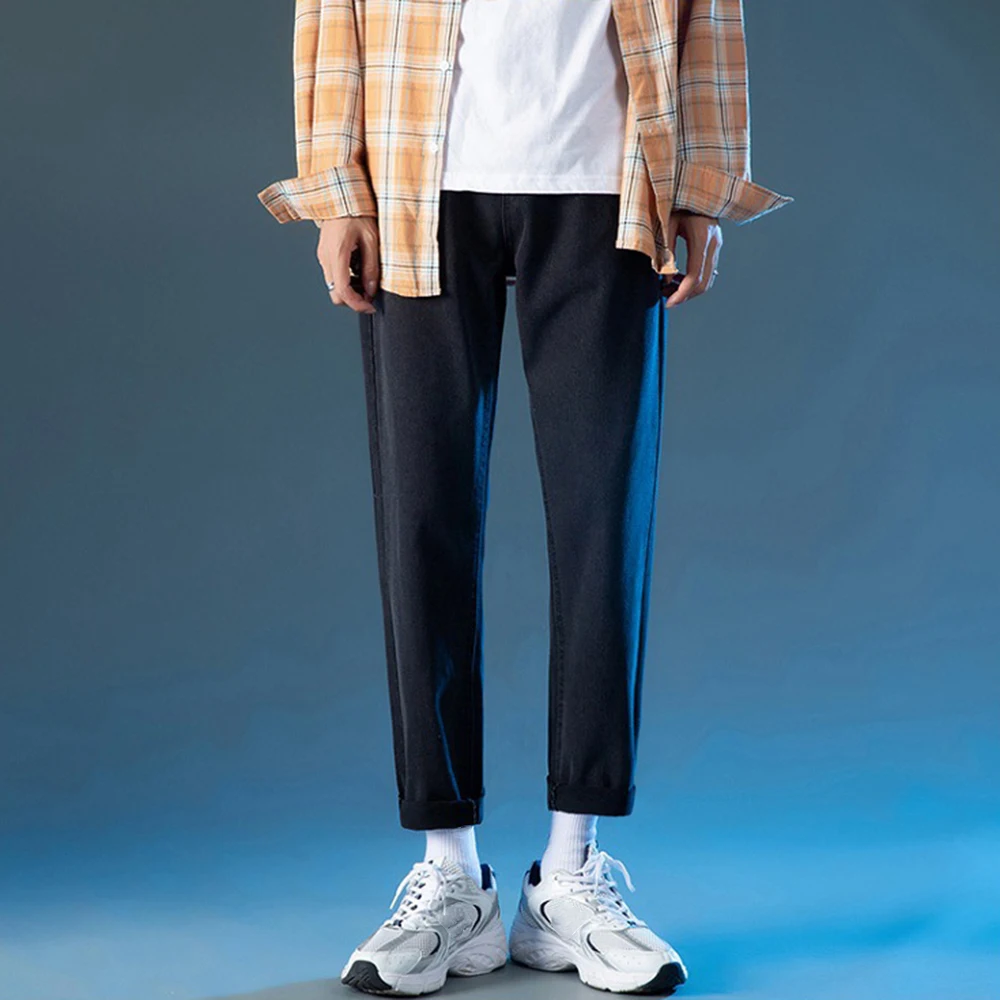 Straight Pants Men's Fashion Solid Color Casual Pants Men Streetwear Loose Japanese Trousers Mens