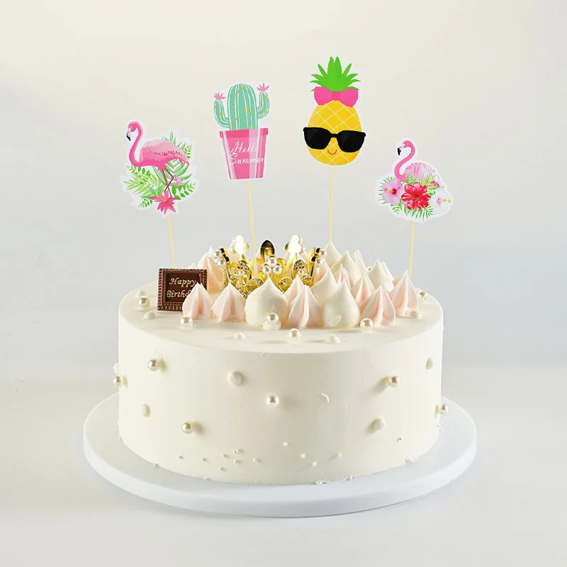 

12-13Pcs/Pack Flamingo Cupcake Toppers for Summer Baby Shower Kids Happy Birthday Cake Picks Tropical Hawaiian Party Supplies