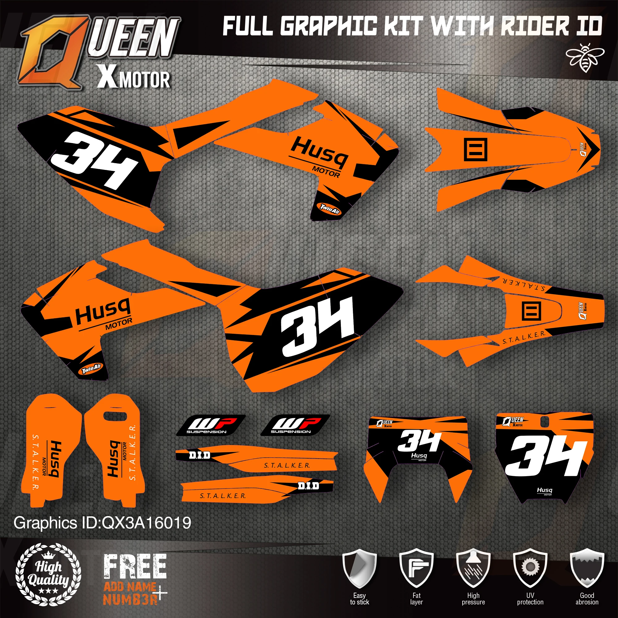 QUEEN X MOTOR Custom Team графические наклейки Набор наклеек для Husqvarna Decal 2016 18 TC FC TX FX FS 17 19 TE FE