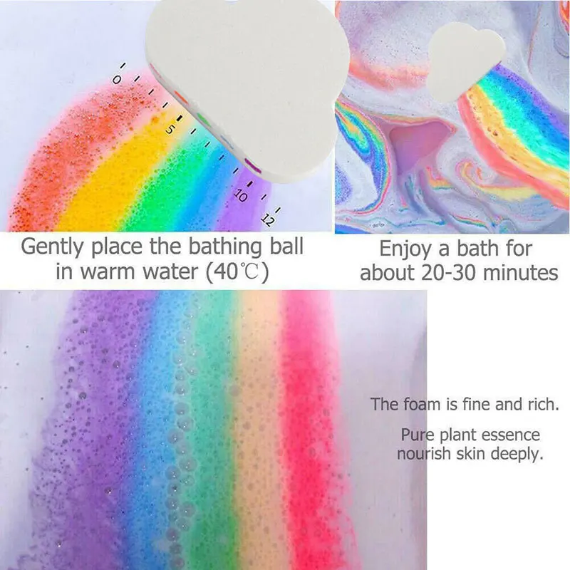 

'Th Rainbow Cloud Bath Salt Ball 160g Bath Salt Body Essential Oil Bath Ball Bubble Bath Ball Bubble Shower Rainbow Soap 889