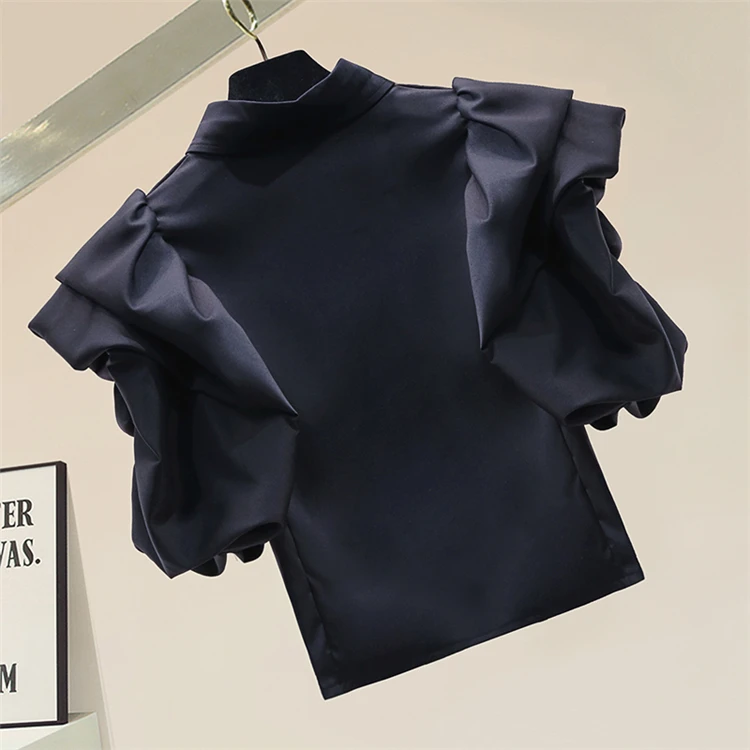 

Short Blouse Spring Summer Petal Sleeve Korean Style Chiffon Shirt Women's Blusas New 2021 Short Sleeve Vintage Ladies Top