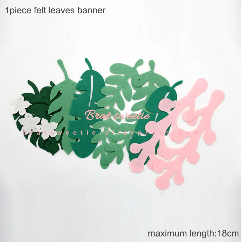 Искусственные цветы, листья, бумага, цветок, пальма, лист монстеры, тропические свадебные украшения, джунгли, вечерние украшения, инструменты для декора стен - Цвет: felt leaves banner