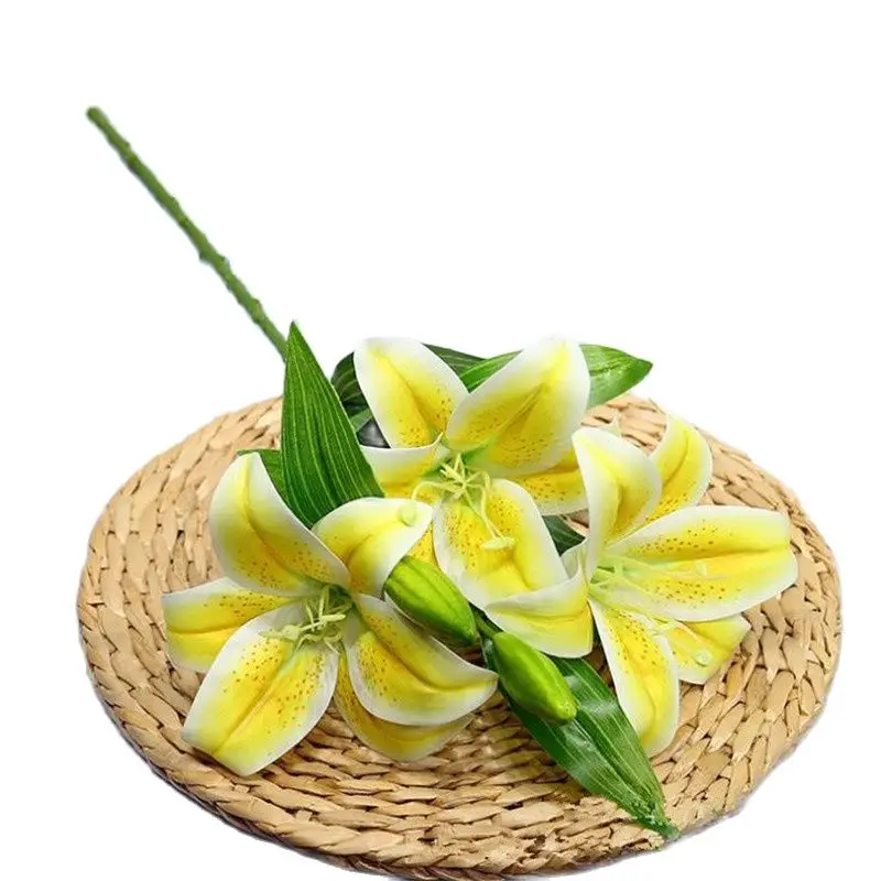 Искусственная лилия с одним стержнем (3 головки/штука) 6 шт. длина 22 дюйма имитация