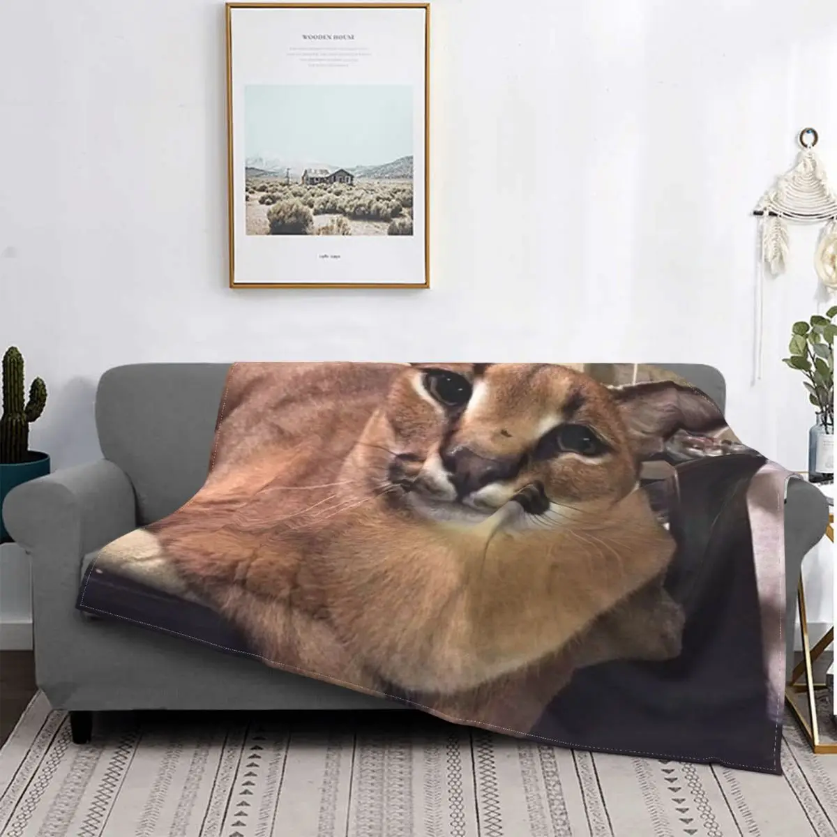 

Caracal-colcha a cuadros para cama, manta con capucha, manta