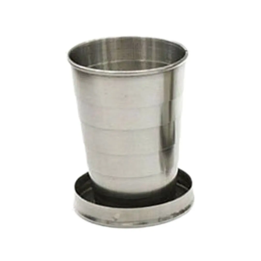 

Складная чашка из нержавеющей стали с брелоком, складная чашка для кемпинга, путешествий, уличная Складная чашка с крышкой, портативная пос...