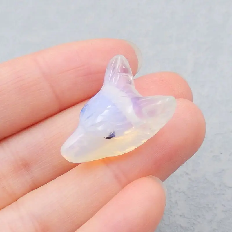 Support For Custom Opalite Handmade Animal Wolf Head Fashion Pendant Bead 25x19x11mm 4g