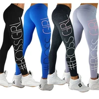 multicolor letters printed yoga pants elastic sport running tights fitness breathable gym leggings women workout trousers