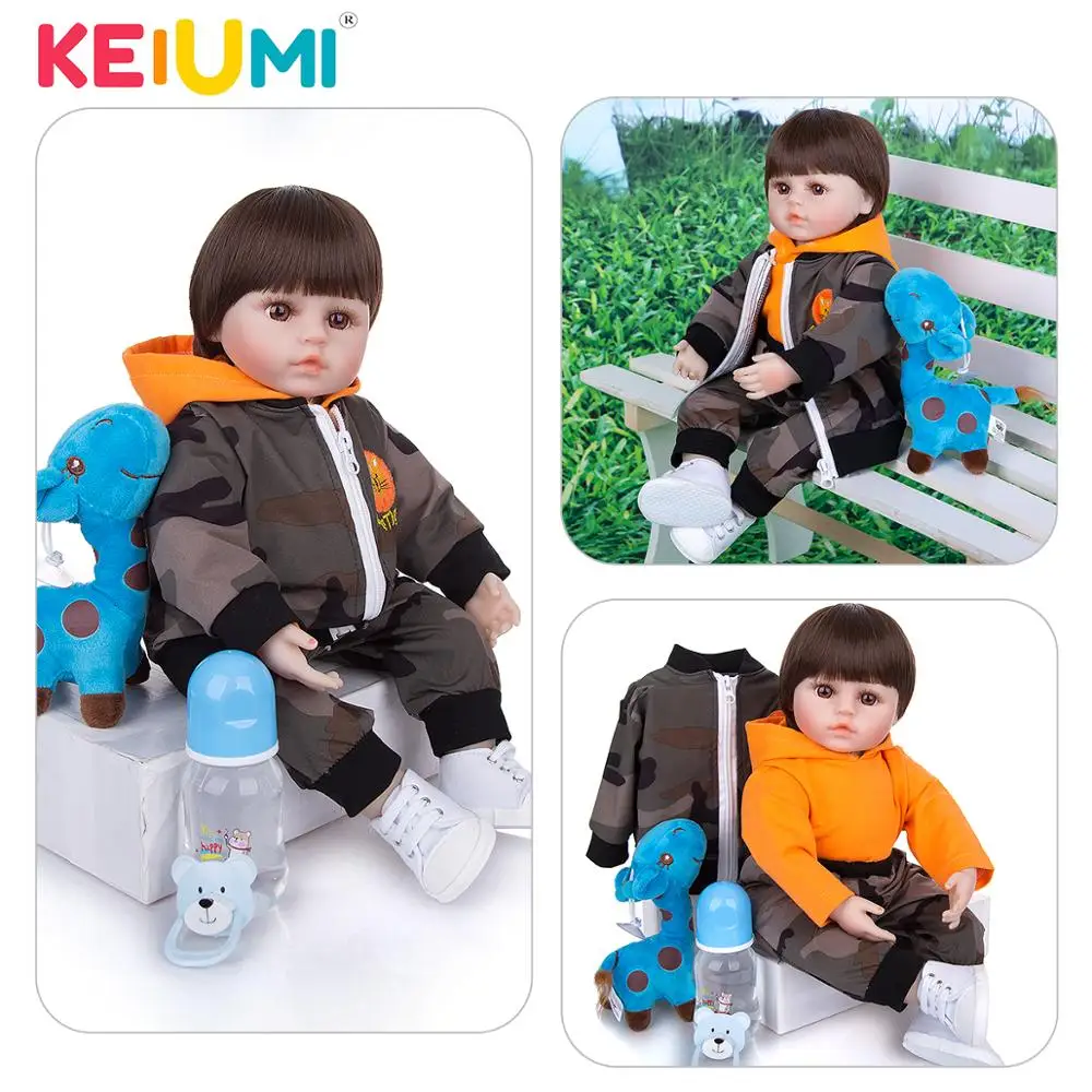 KEIUMI New Fashion 18 Inch Soft Silicone Reborn Baby Dolls Boneca Bebe Toys Cloth Body Birthday Gift Surprises | Игрушки и хобби