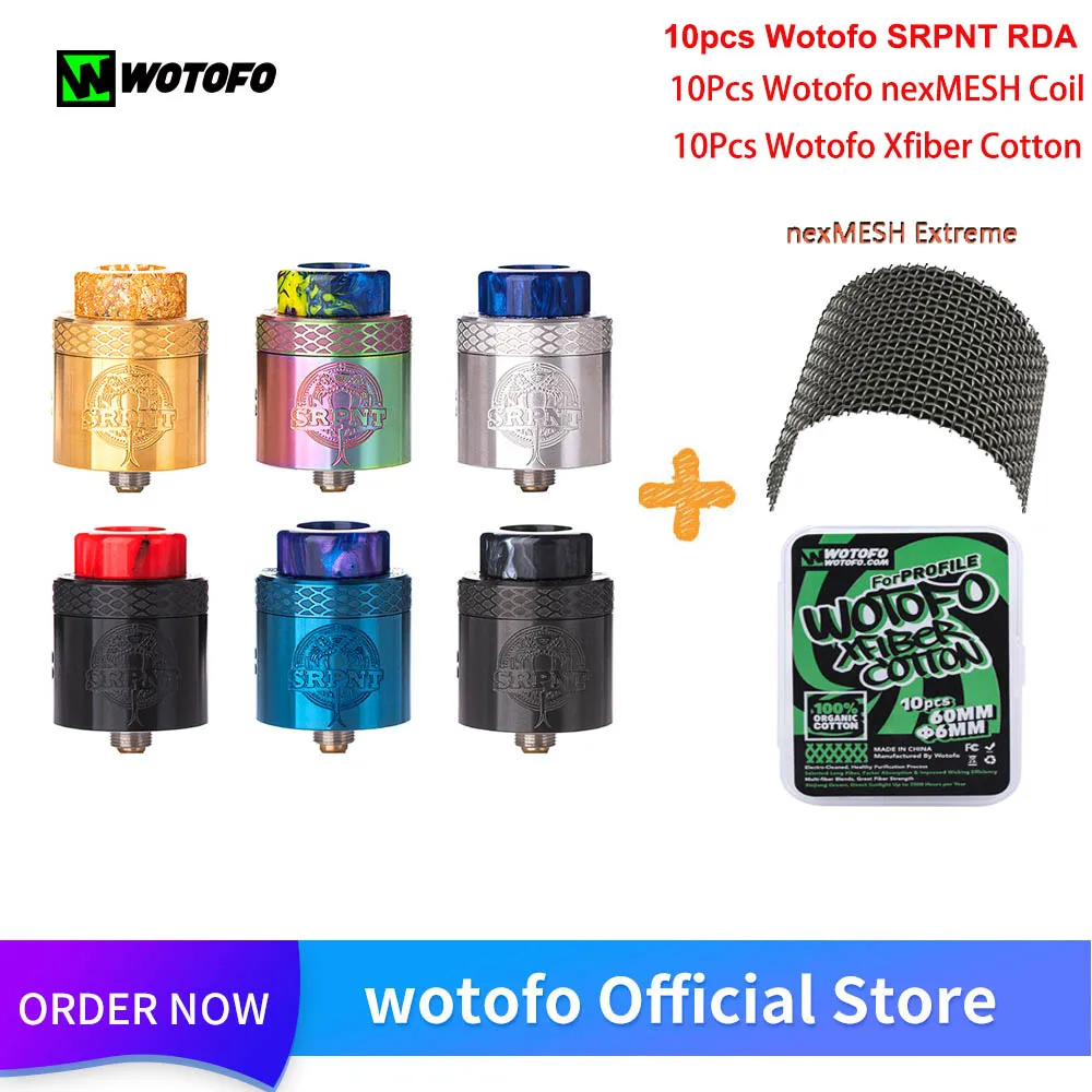 Новая оригинальная электронная сигарета Wotofo SRPNT RDA с 10 шт. хлопковых профилей