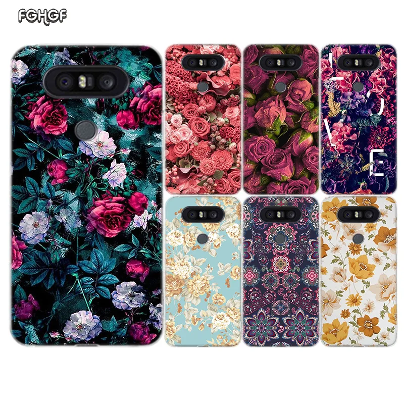Цветок чехол с крышкой и узором мягкий резиновый для LG G8S Q8 Q7 Q6 G6 G7 G5 G4 V40 V30 V20 V10 K8 K10