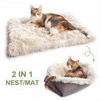 long plush cat bed house dual use puppy warm sleeping bag cushion soft pets beds mat nest for dogs cats dog accessories