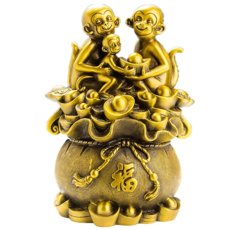 

Рождественский Счастливый Китайский Бронзовый фэншуй Богатство юанбао монета Знаки зодиака 3 фигурка обезьяны Хэллоуин