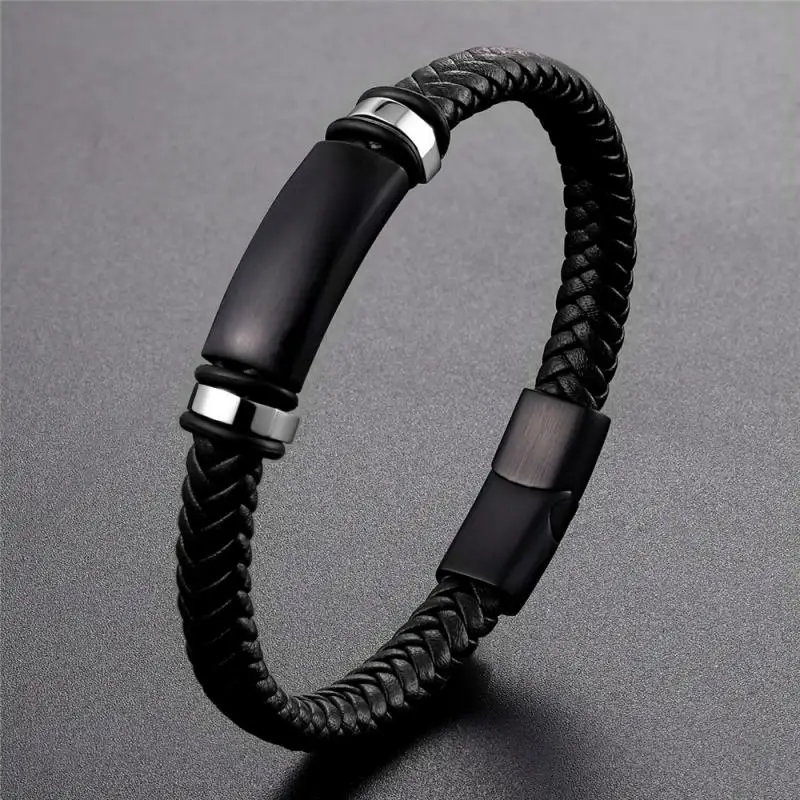 

Classic Punk Metal Magnetic Buckle Handwoven Leather Rope Bracelet Bangles for Men Glamour Casual Sports Jewelry