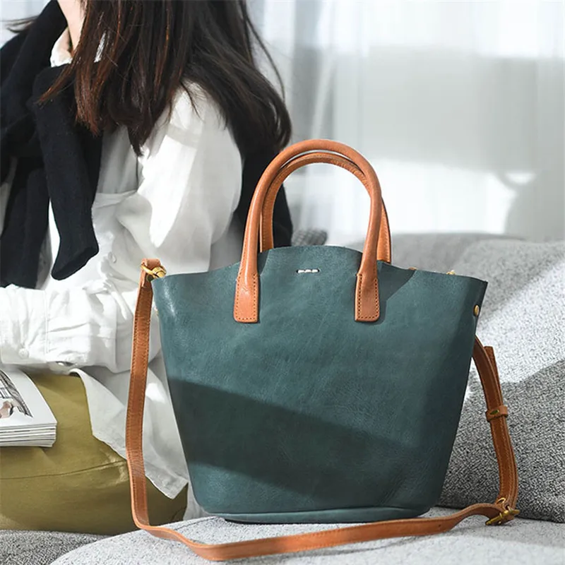 

Fashion design handmade natural genuine leather ladies small handbag simple casual weekend party shopping shoulder diagonal bag