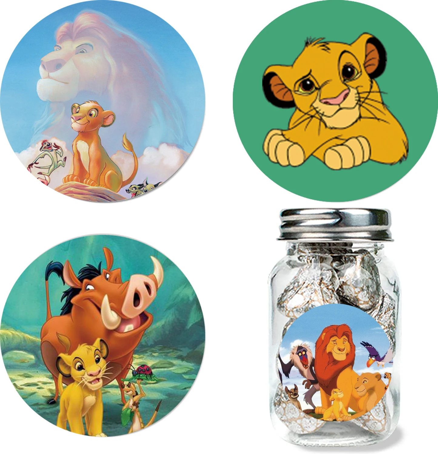 Omilut Simba Label Stickers The Lion King Simba Round DIY Sticker For Gift Bag Safari Jungle Birthday Party Decor Supplies