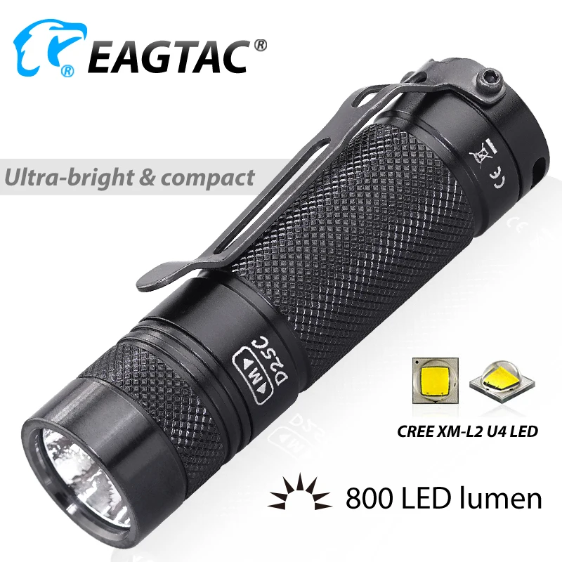 Супер мощный компактный фонарик EAGTAC D25C нейтральный белый портативный фонарь 800