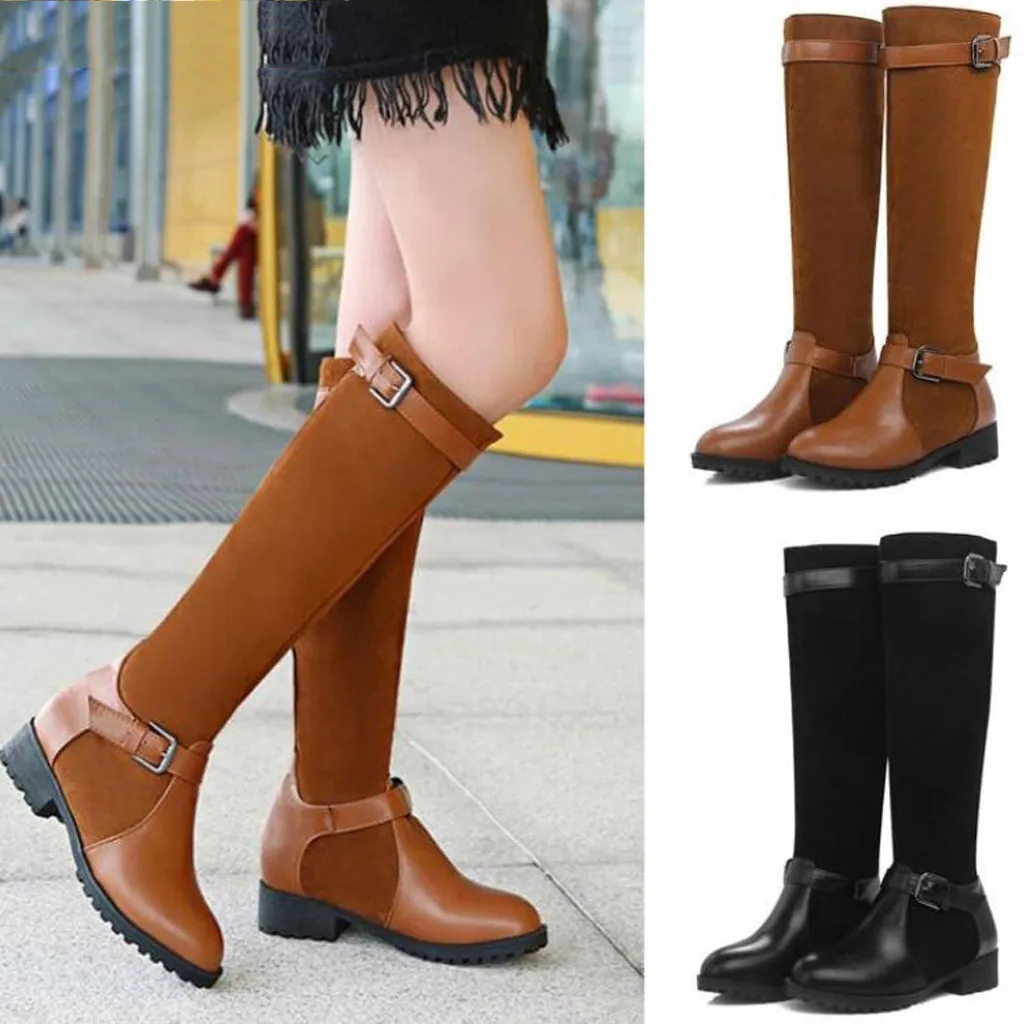 

2020 Winter Over The Knee Women Boots Stretch Fabrics High Heel Slip on Shoes Round Toe Woman Long Boots Size 34-43 10