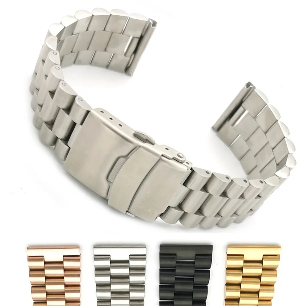 

20mm 22mm Solid Stainless Steel Watch Band Men Women Metal Folding Buckle Bracelet Accessories for Seiko Watch Strap
