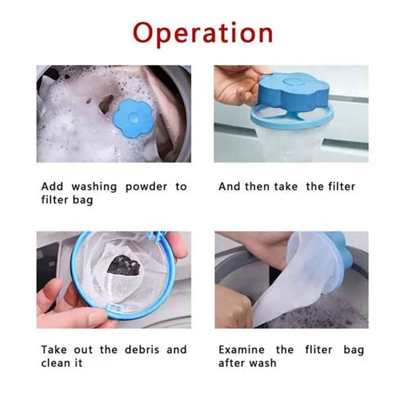 

4 Pcs Floating Hair Filtering Mesh Removal Lint Catcher Prevent Washing Machine Clogging for Fluffy Pet Owner LBShipping