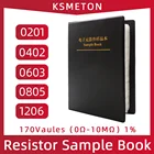 Smd книжный резистор Kit 0805 0201 0402 0603 1206 SMT Чип-резистор, набор в ассортименте, 1% значений, образец, справочный блок, 0 Ом-10 МОм