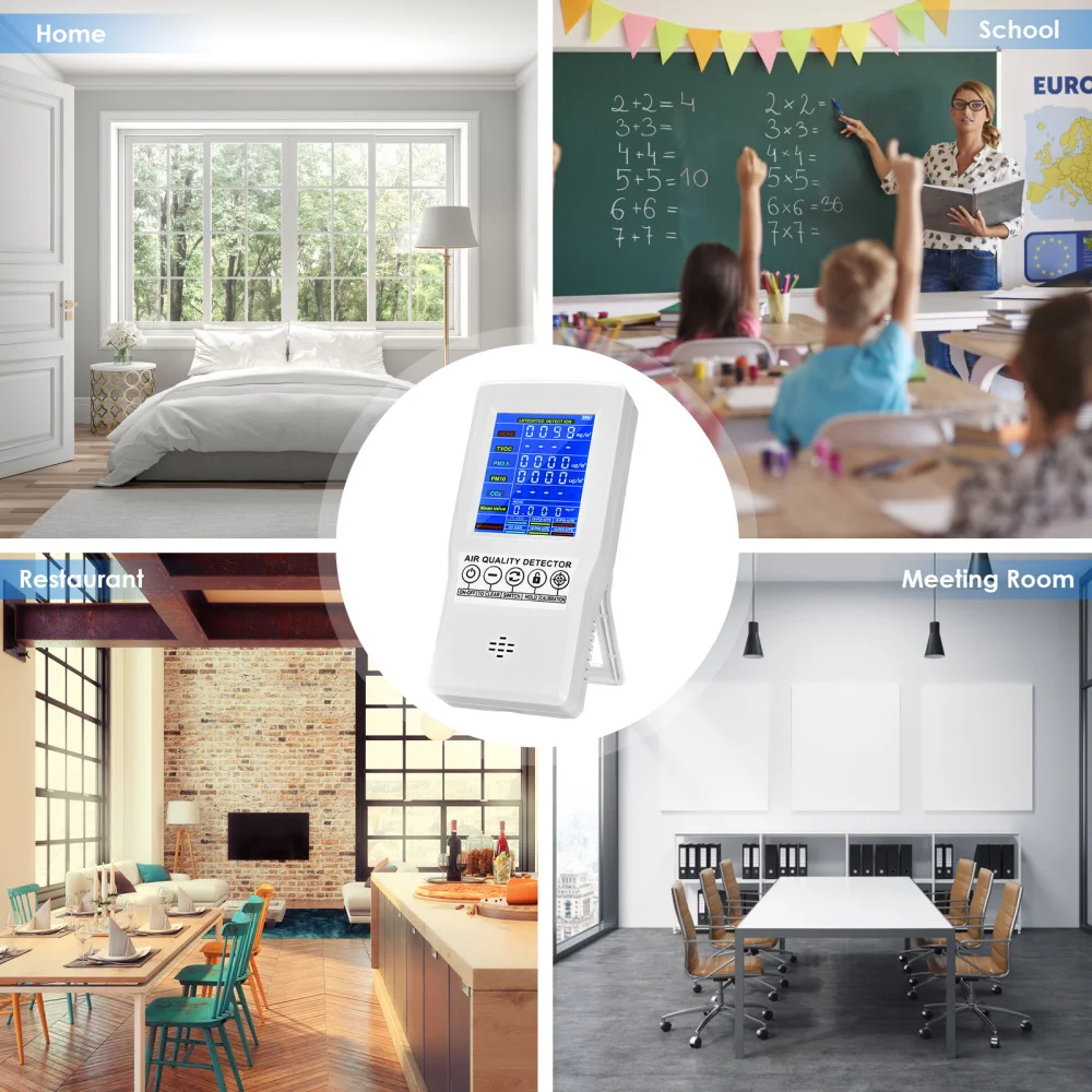 Монитор качества воздуха точный тестер для CO2 формальдегида (HCHO) TVOC PM2.5/PM10