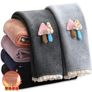 Зимние леггинсы для девочек; флисовые детские зимние штаны; утепленные детские леггинсы; зимние теплые кашемировые Детские обтягивающие штаны с рисунком