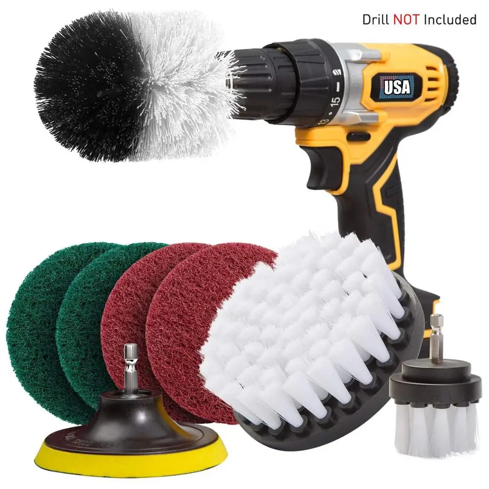 Набор для чистки щеток белого цвета 8 чистящих насадок дрели мощный скруббер