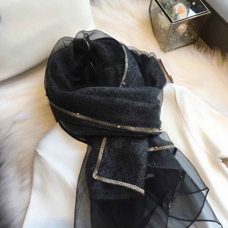 

New Chiffon Scarf Women Spring Summer Silk Scarves Thin Flower Shawls And Wraps one