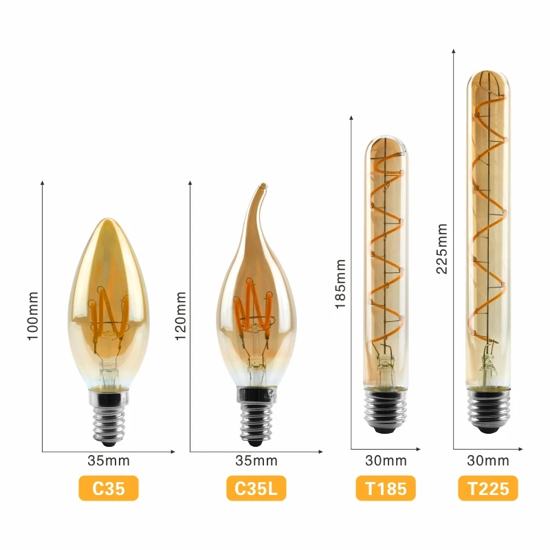 LATTUSO T45 ST64 G80 G95 G125 спиральная Светодиодная лампа накаливания 4 Вт E27 Ретро Винтажные лампы декоративное освещение лампа Эдисона с регулируемой яркостью