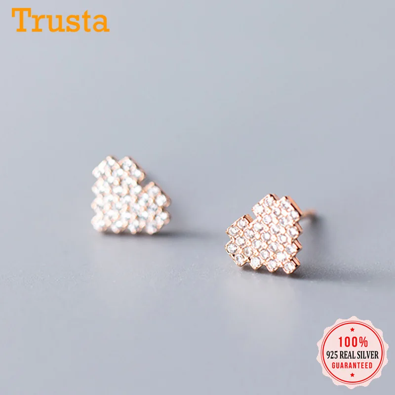 Женские серьги гвоздики из серебра 100% пробы с сердечками|Серьги-гвоздики| |