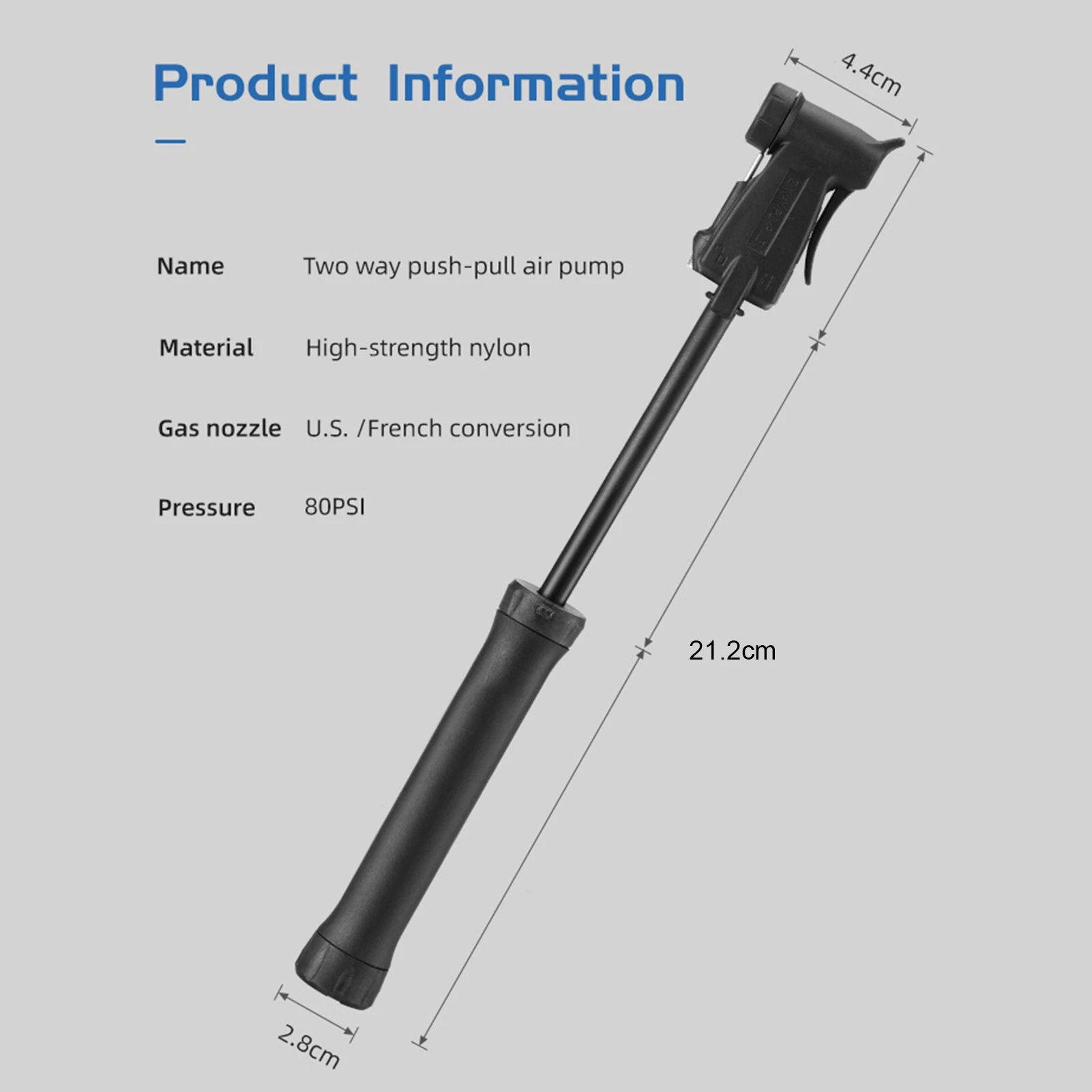 

Mini Portable Bike Pump Manual Two-way Bicycle Basketball Inflator with Bracket