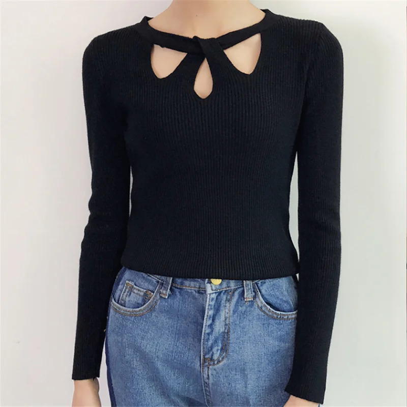 Женский свитер Зимний вязаный корейский стиль женский с v-образным вырезом