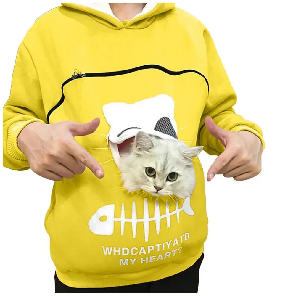 2019 winter women hooded sweatshirts Women’s Sweatshirt Animal Pouch Hood Tops Carry Cat Breathable Pullover Blouse | Женская одежда