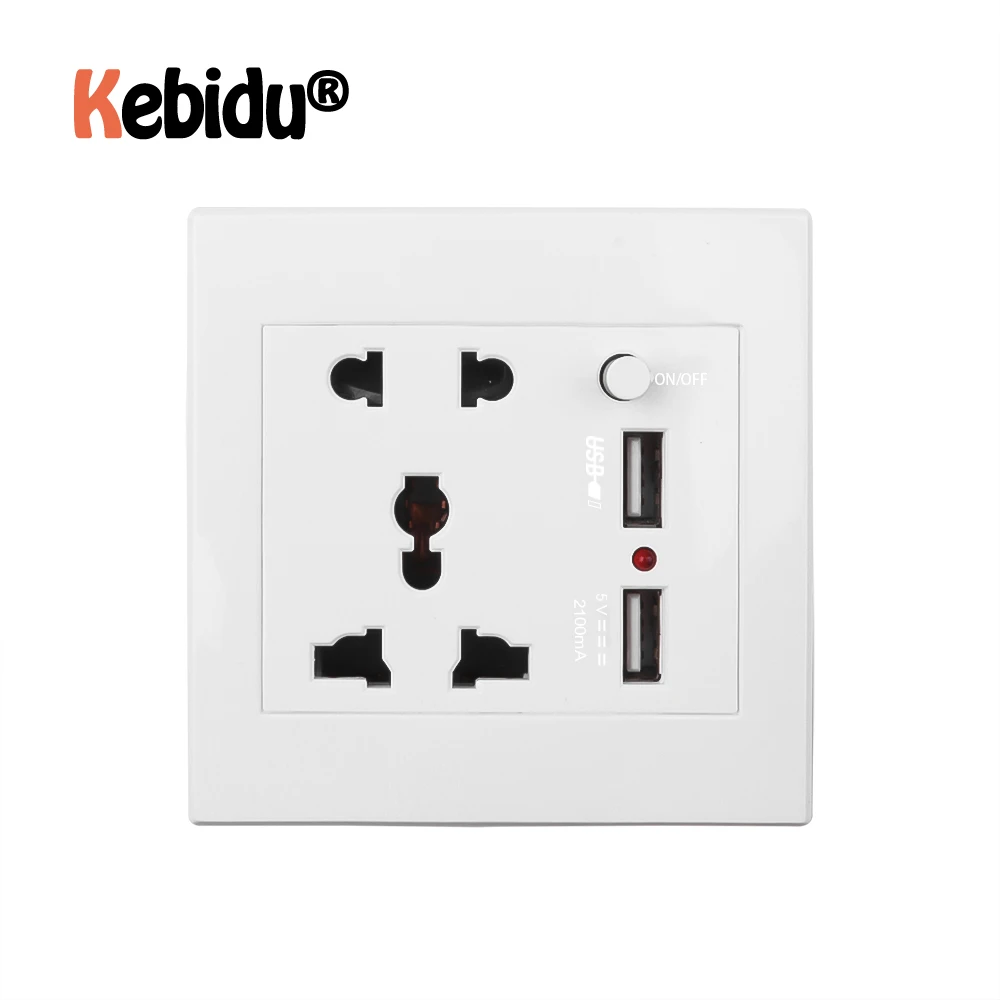 Универсальная настенная панель с двумя USB портами и панелью питания пятью